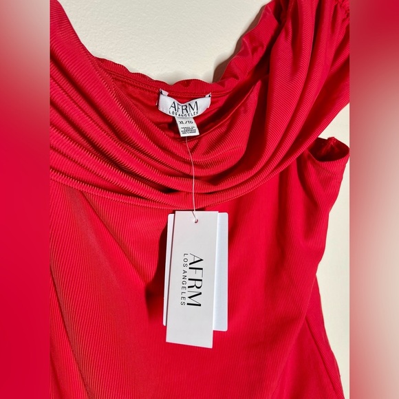 AFRM | Red Off The Shoulder Bodysuit | Ribbed Thong | Women’s XL - Picture 3 of 4